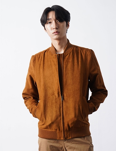 Áo Khoác Bomber Da Lộn Regular