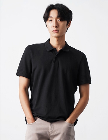 Áo Polo Basic Thêu Fitted Tay Ngắn Cổ Gập