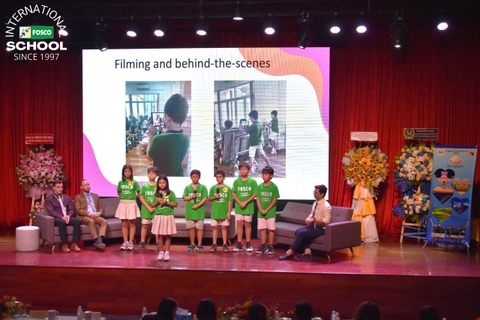 Các em học sinh lớp 5 đã có phong độ cao nhất khi trình bày dự án phim 