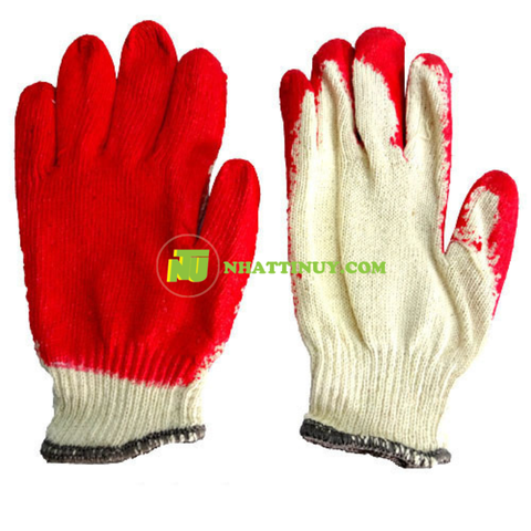 Găng tay nhúng nhựa đỏ 1 mặt 40gram ( Găng tay phủ sơn đỏ)