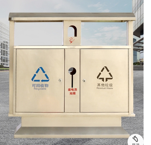 Thùng rác inox 2 ngăn ngoài trời