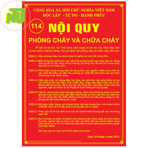 Bảng nội quy phòng cháy chữa cháy alu/meca