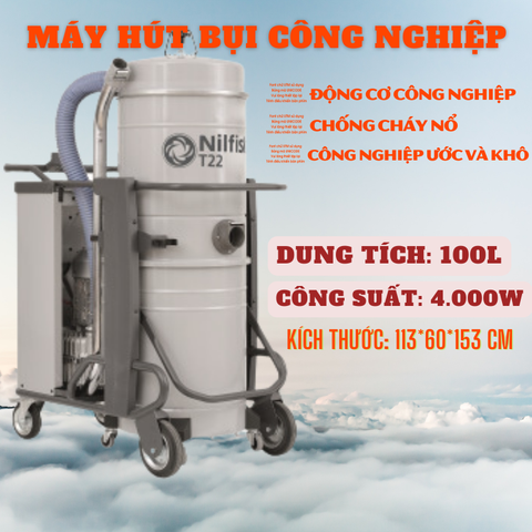 Máy hút bụi công nghiệp Nilfisk Leach T40W L100 công suất cao loại bỏ chip nhà máy