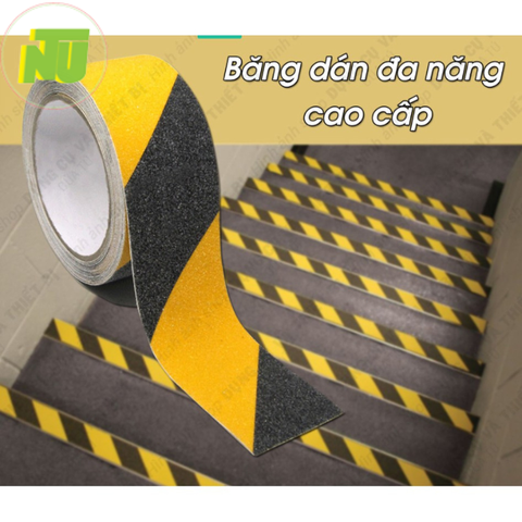 Băng keo chống trượt vàng đen - loại 4f8 x 5m