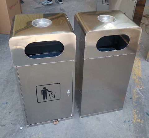 Thùng rác inox có gạt tàn A121