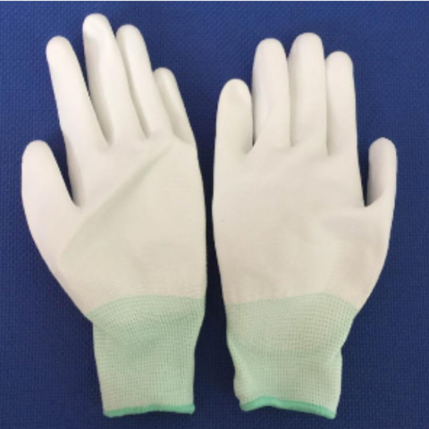 10 đôi găng tay trắng phủ PU lòng bàn tay size M