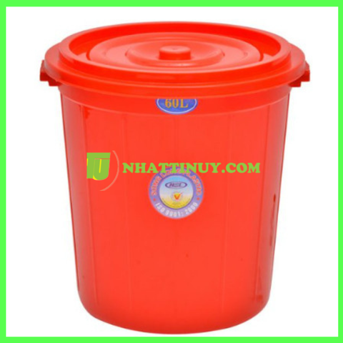 Thùng Nhựa Tròn 60L Có Nắp