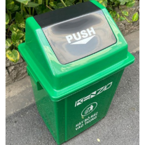 Thùng rác nắp lật 20 lít xanh lá