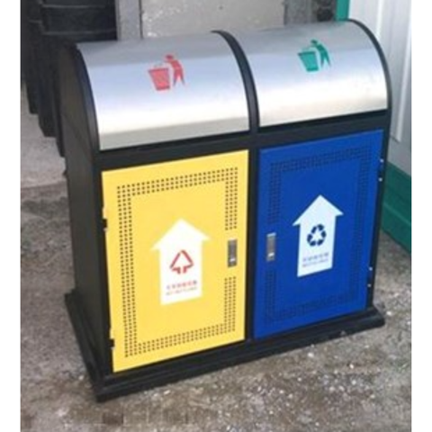 THÙNG RÁC THÉP 2 NGĂN NGOÀI TRỜI