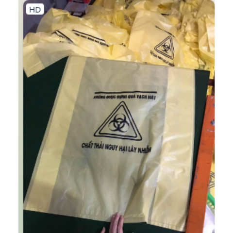 Túi rác y tế vàng, có in loại 40*60cm