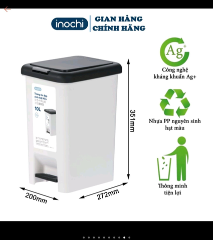 Thùng rác đạp chân chữ nhật Innochi 10L