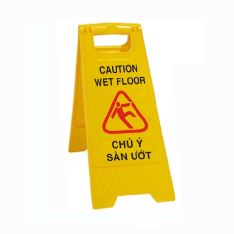 Bảng cảnh báo chữ A - Wet floor - Chú ý sàn ướt (decal)