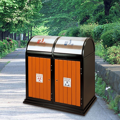 Thùng rác 2 ngăn giả gỗ