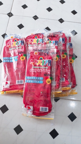 5 đôi găng tay su ngắn màu đỏ