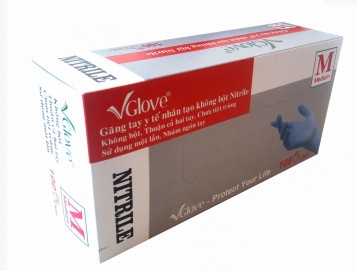 Găng tay y tế Nitrile màu xanh không bột