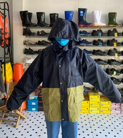 Bộ áo mưa xanh đen phối màu cỏ úa(SGQN)