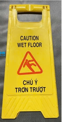 Bảng cảnh báo chữ A - Chú ý trơn trượt (in)