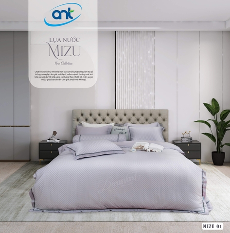 Bộ Chăn Ga Gối Tencel Lụa Nước MIZU01