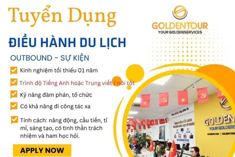 GoldenTour tuyển Nhân Viên Điều hành Du Lịch - Sự kiện, việc làm sáng tạo