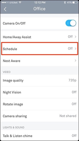Cách lên lịch cho Máy ảnh Google Nest IQ theo cách thủ công