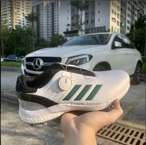 SS.10 - FW6265 - GIÀY GOLF ADIDAS EQT BOA TRẮNG ĐẾ ĐEN SỌC XANH