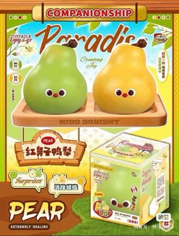 Mido Squishy Quả Lê Mũi Đỏ màu vàng