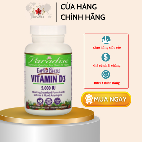 Earth's Blend Vitamin D3 5000 IU của Paradise Herbs (90 viên)
