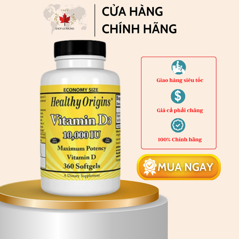 Vitamin D3 10000 IU của Healthy Origins (360 viên)