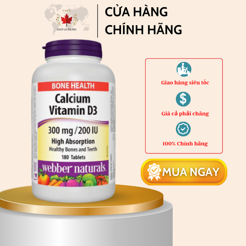 Viên Uống Xương, Răng Với Canxi, Vitamin D3 Webber Naturals (180 viên)
