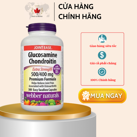 Glucosamine & Chondroitin, vitamin D3 Webber Natural (300v)