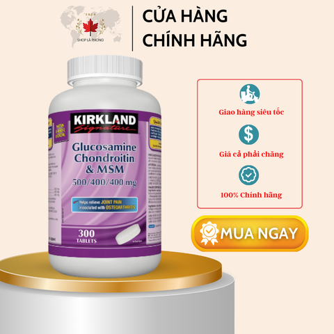 Viên Uống Glucosamine, Chondroitin & MSM Kirkland (300 viên)