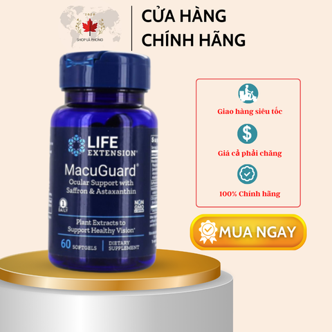 Hỗ trợ mắt MacuGuard với Astaxanthin Life Extension (60 viên)