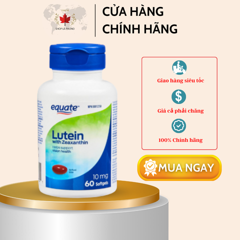 Lutein cho mắt với Zeaxanthin 10mg của Equate (60 viên)