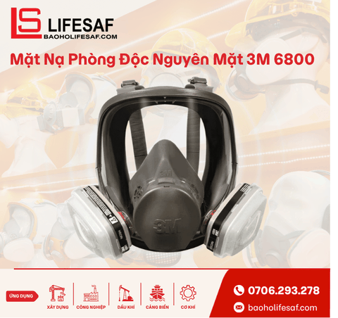 Mặt Nạ Phòng Độc Nguyên Mặt 3M 6800 kèm Phin 6001 | Lọc hơi hữu cơ, bụi mịn...