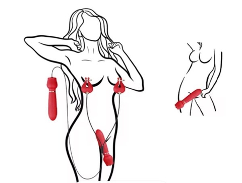 Chày Rung Kèm Kẹp Vú 2 Trong 1