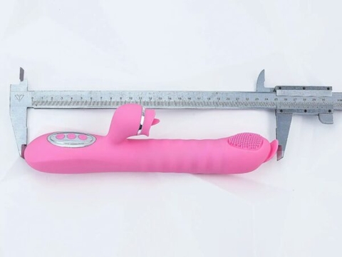 Máy Massage Lưỡi Liếm 2 Đầu Telescopic Liếm, Rung, Thụt, Tỏa Nhiệt Pin Sạc