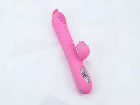 Máy Massage Lưỡi Liếm 2 Đầu Telescopic Liếm, Rung, Thụt, Tỏa Nhiệt Pin Sạc