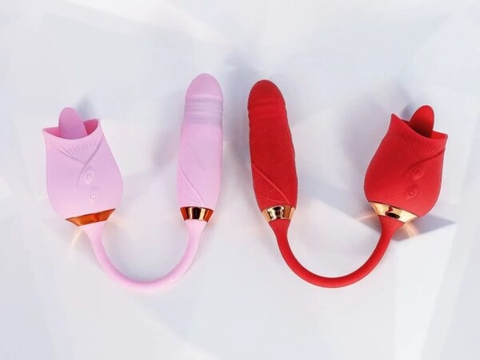 Trứng Rung Tình Yêu Hoa Hồng Hai Đầu – Lưỡi Liếm và Trứng Rung Thụt