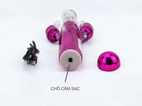Dương Vật Giả 3 Đầu Rung Thụt Ngoáy Pin Sạc Cao Cấp