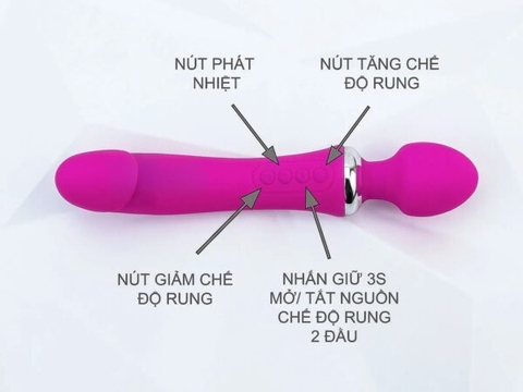 Máy Massage Điểm G Double End Rung 2 Đầu Ấm Nóng Pin Sạc