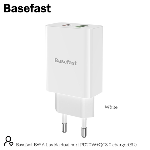 Basefast B65A Củ sạc nhanh 2 cổng QC 3.0 PD20W