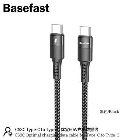 Basefast CS8C - Cáp sạc nhanh PD60W C to C dây dù cao cấp