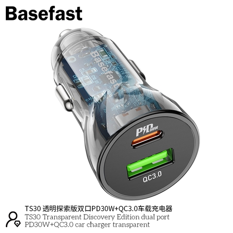 Tẩu sạc ô tô PD30W + QC3.0 Basefast TS30