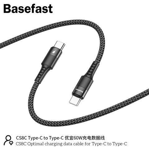 Basefast CS8C - Cáp sạc nhanh PD60W C to C dây dù cao cấp