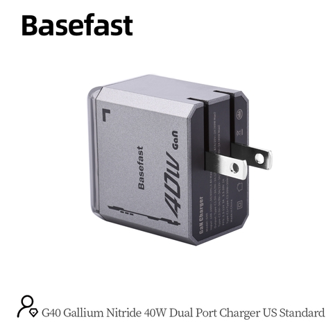 Củ sạc nhanh 40W 2 cổng C+C công nghệ GAN chống quá tải nhiệt - Basefast G40