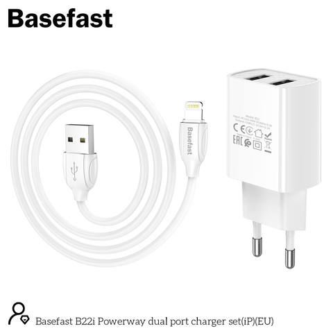 Basefast B22i Bộ sạc nhanh 2 cổng 2.1A Iphone