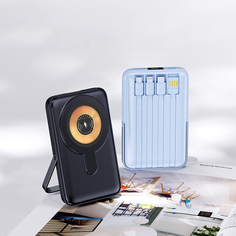 Sạc dự phòng không dây tích hợp 3 cáp sạc nhanh - Basefast SDW8 PRO