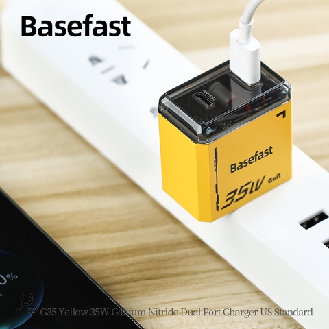 Củ sạc nhanh 35W 2 cổng U+C Công nghệ GAN chống quá tải nhiệt - Basefast G35