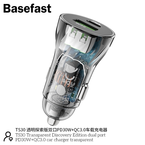 Tẩu sạc ô tô PD30W + QC3.0 Basefast TS30