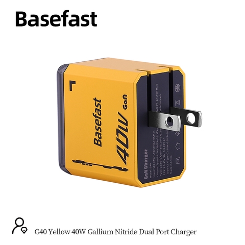 Củ sạc nhanh 40W 2 cổng C+C công nghệ GAN chống quá tải nhiệt - Basefast G40